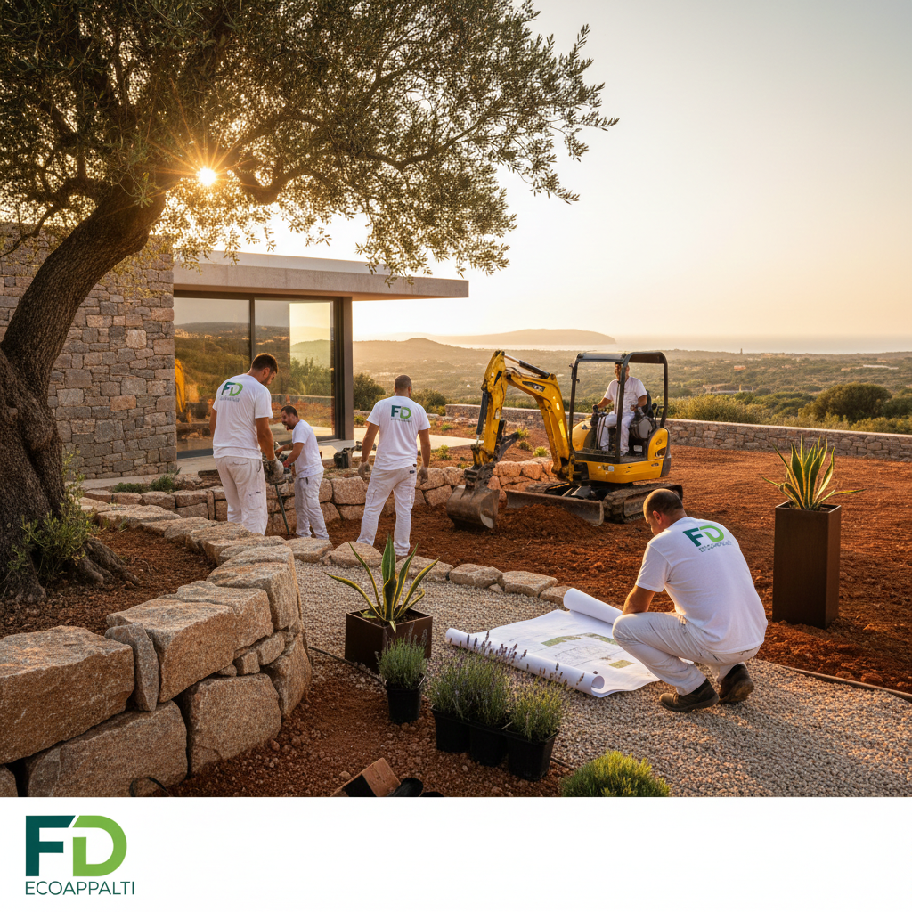 Team F.D. Ecoappalti al lavoro in un cantiere verde in Sardegna